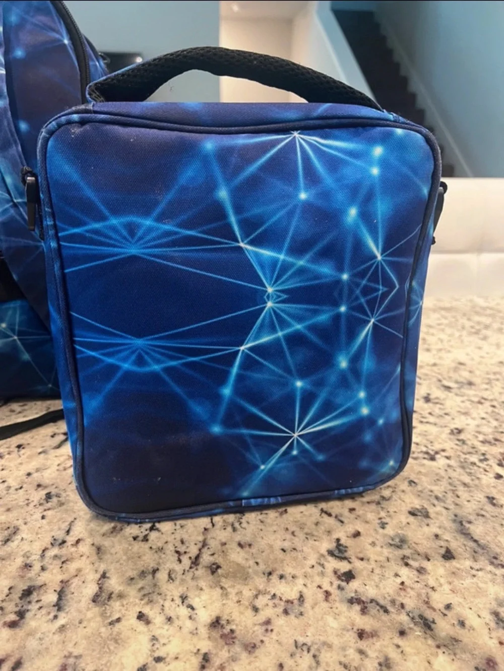 Blue Geometric Print Boy’s Backpack and Lunch Bag Set